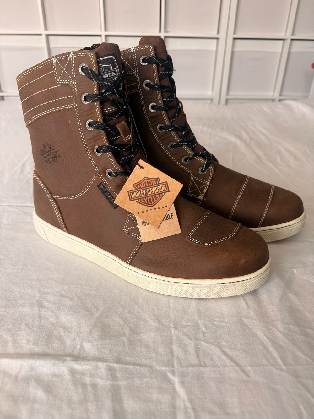 Harley-Davidson Steinmen Brown Leather Lace-Up High-Top Boots